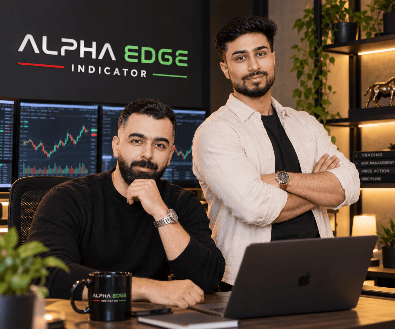 AlphaEdge founder at a trading desk